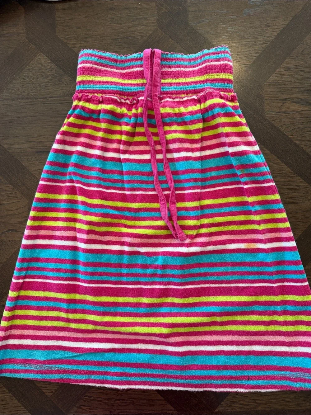 GAP Girls Bright Pink, Turquoise & Lime Stripe Terry Dress